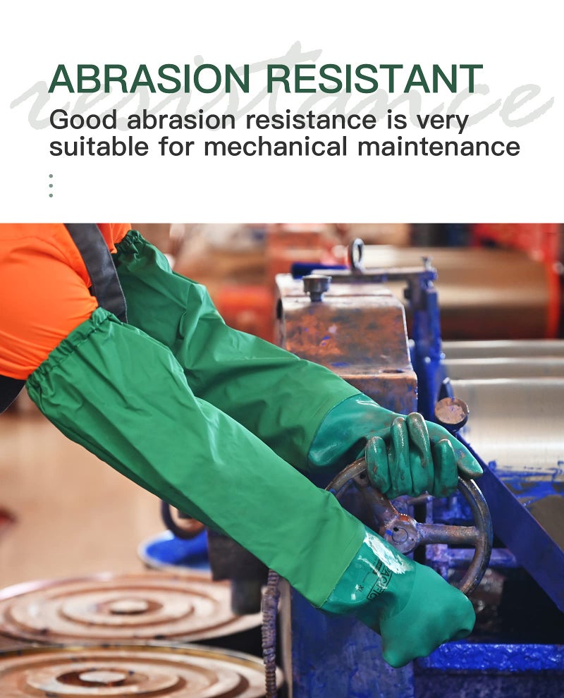 PACIFIC PPE 26" Rubber Chemical Resistant Gloves, PVC Reusable, Heavy Duty Waterproof With Cotton Liner, Anti-skid, Acid-alkali and Oil Resistant, Large - Image 4